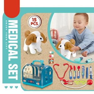 اسباب بازی سگ خانگی به همراه قفس و وسایل دامپزشکی مجموعه 15 عددی_عروسک رباتیک