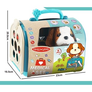 اسباب بازی سگ خانگی به همراه قفس و وسایل دامپزشکی مجموعه 15 عددی_عروسک رباتیک