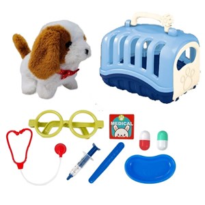 اسباب بازی سگ خانگی به همراه قفس و وسایل دامپزشکی مجموعه 10 عددی_عروسک رباتیک