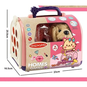 ّاسباب بازی سگ خانگی به همراه قفس و وسایل آرایشی مجموعه 14 عددی_عروسک رباتیک