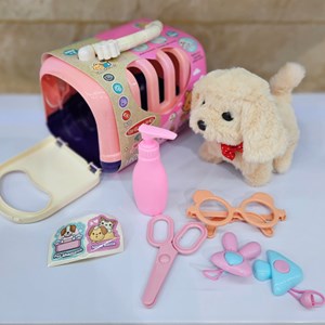 اسباب بازی سگ خانگی به همراه قفس و وسایل آرایشی مجموعه 7 عددی_عروسک رباتیک