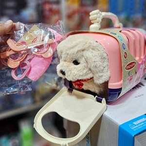 اسباب بازی سگ خانگی به همراه قفس و وسایل آرایشی مجموعه 7 عددی_عروسک رباتیک