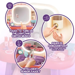 ست اسباب بازی میز آرایش چراغ دار همراه با روشویی مدل 959_008_اسباب بازی لوازم خانگی