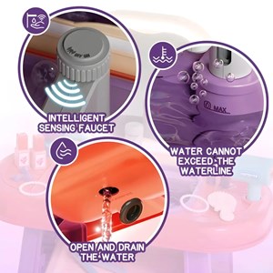 ست اسباب بازی میز آرایش چراغ دار همراه با روشویی مدل 959_008_اسباب بازی لوازم خانگی