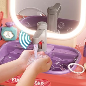 ست اسباب بازی میز آرایش چراغ دار همراه با روشویی مدل 959_008_اسباب بازی لوازم خانگی