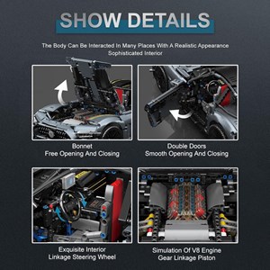 لگو تکنیک ماشین مسابقه ای 2872 قطعه با مقیاس 1:8 مدل Mould King 13123 Technik Sports Car Model_اسباب بازی لگو