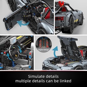 لگو تکنیک ماشین مسابقه ای 2872 قطعه با مقیاس 1:8 مدل Mould King 13123 Technik Sports Car Model_اسباب بازی لگو