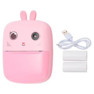 دوربین عکاسی و فیلمبرداری دیجیتال کودک با چاپ فوری حرارتی طرح خرگوش صورتی_اسباب بازی دیجیتال و هوشمند