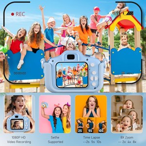 دوربین عکاسی و فیلمبرداری دیجیتال کودک طرح یونیکورن آبی_اسباب بازی دیجیتال و هوشمند