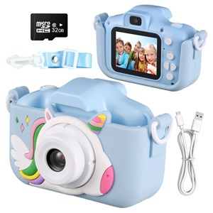 دوربین عکاسی و فیلمبرداری دیجیتال کودک طرح یونیکورن آبی_اسباب بازی دیجیتال و هوشمند