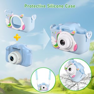 دوربین عکاسی و فیلمبرداری دیجیتال کودک طرح یونیکورن آبی_اسباب بازی دیجیتال و هوشمند