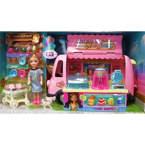 اسباب بازی ماشین بستنی فروشی به همراه باربی و وسایل_اسباب بازی ماشین