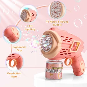 تفنگ اسباب بازی حباب ساز چراغ دار رنگ صورتی مدل Geometric Bubble Gun_اسباب بازی تفنگ