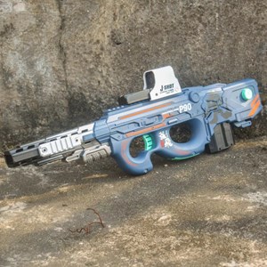 تفنگ اسباب بازی شارژی دو حالته همرا با تیرهای سکه ای فومی مدل P90_اسباب بازی تفنگ