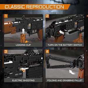 لگو کریتور تفنگ کلاشینکف 1418 قطعه با قابلیت تیر اندازی مدل MOULD KING 14020 AKS47_U Assault Rifle Gun_اسباب بازی لگو
