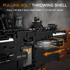 لگو کریتور تفنگ کلاشینکف 1418 قطعه با قابلیت تیر اندازی مدل MOULD KING 14020 AKS47_U Assault Rifle Gun_اسباب بازی لگو