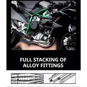 موتور شارژی کاوازاکی نینجا H2R دودزا همراه با پایه مقیاس 1:6 مدل Kawasaki H2R Alloy Racing Motorcycle_اسباب بازی ماشین