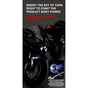 موتور شارژی کاوازاکی نینجا H2R دودزا همراه با پایه مقیاس 1:6 مدل Kawasaki H2R Alloy Racing Motorcycle_اسباب بازی ماشین