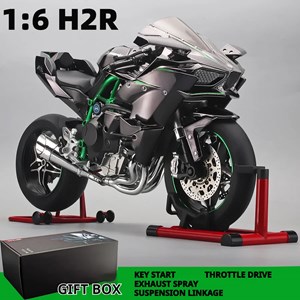 موتور شارژی کاوازاکی نینجا H2R دودزا همراه با پایه مقیاس 1:6 مدل Kawasaki H2R Alloy Racing Motorcycle_اسباب بازی ماشین