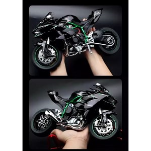 موتور شارژی کاوازاکی نینجا H2R دودزا همراه با پایه مقیاس 1:6 مدل Kawasaki H2R Alloy Racing Motorcycle_اسباب بازی ماشین