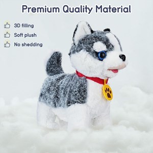 عروسک رباتیک هاپو پشمالو سخنگو و موزیکال با دسته ی کنترلی طوسی مدل Electric Singing Dog Toys 968_عروسک رباتیک