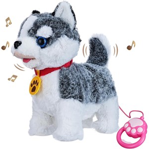 عروسک رباتیک هاپو پشمالو سخنگو و موزیکال با دسته ی کنترلی طوسی مدل Electric Singing Dog Toys 968_عروسک رباتیک