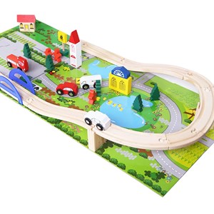 پازل شهر کوچک چوبی همراه با قطار و ریل، 40 قطعه مدل 861 Rail Overpass Wooden_اسباب بازی لگو