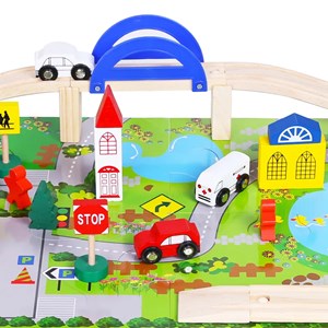 پازل شهر کوچک چوبی همراه با قطار و ریل، 40 قطعه مدل 861 Rail Overpass Wooden_اسباب بازی لگو