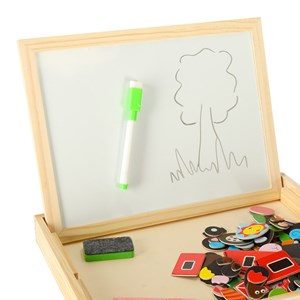 تخته سه کاره آهنربایی، وایت برد و تخته سیاه به همراه ماژیک و گچ رنگی طرح مزرعه شادی_اسباب بازی علمی