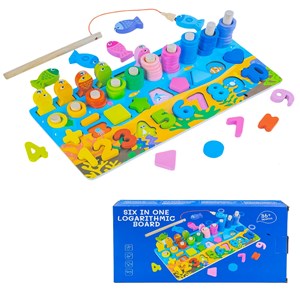 تخته آموزشی مونته سوری لگاریتمی چوبی به همراه ماهیگیری مدل 6 در 1_اسباب بازی علمی