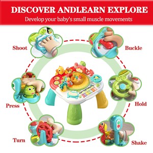 اسباب بازی میز موزیکال 7 کاره کودک با بازی ماهیگیری و صداهای حیوانات مدل Baby Activity Table Toys 618_اسباب بازی نوزادی