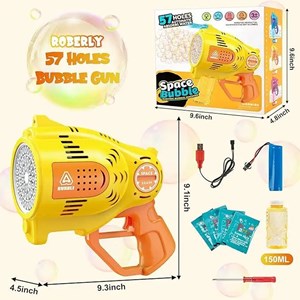 تفنگ اسباب بازی حباب ساز شارژی با 57 خروجی و نورپردازی مدل 1296 Bubble Gun_اسباب بازی تفنگ