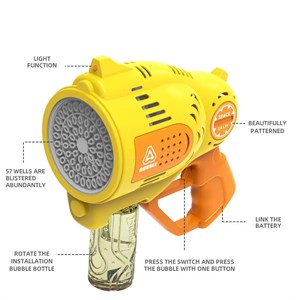 تفنگ اسباب بازی حباب ساز شارژی با 57 خروجی و نورپردازی مدل 1296 Bubble Gun_اسباب بازی تفنگ