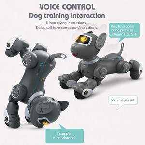سگ رباتیک هوشمند طوسی با سنسور و کنترل مدل Programmable Robot Dog Toy 1536_اسباب بازی ربات