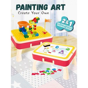 میز دو کاره خلاقیت لگو بازی و وایت برد 58 قطعه_اسباب بازی اتاق کودک