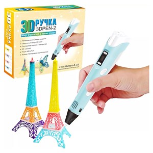 قلم طراحی سه بعدی با نمایشگر LCD و 3 عدد فیلامنت PLA رنگ آبی_اسباب بازی علمی