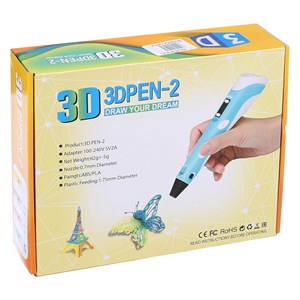 قلم طراحی سه بعدی با نمایشگر LCD و 3 عدد فیلامنت PLA رنگ آبی_اسباب بازی علمی