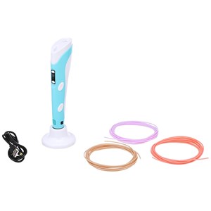 قلم طراحی سه بعدی با نمایشگر LCD و 3 عدد فیلامنت PLA رنگ آبی_اسباب بازی علمی