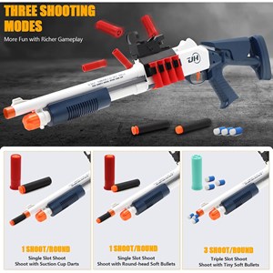 تفنگ اسباب بازی دولول پوکه پران تیر اسفنجی مدل Soft Bullet Toy Gun 2027_اسباب بازی تفنگ