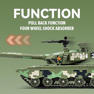 تانک فلزی موزیکال، چراغدار و دودزا مقیاس 1:36 رنگ سبز_اسباب بازی ماشین