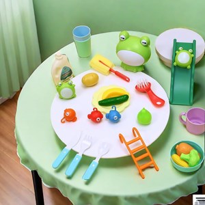 اسباب بازی سینک ظرفشویی و قلاب ماهیگیری 30 قطعه طرح قورباغه_اسباب بازی لوازم خانگی