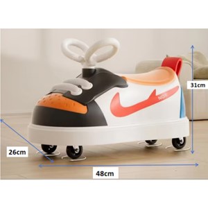 چهار چرخ موزیکال و چراغدار کودک طرح کتانی نایک رنگ صورتی_اسباب بازی دوچرخه