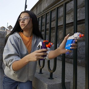 تفنگ اسباب بازی نرف Nerf با تیر اسفنجی مدل ماینکرافت Minecraft رنگ بنفش_اسباب بازی تفنگ