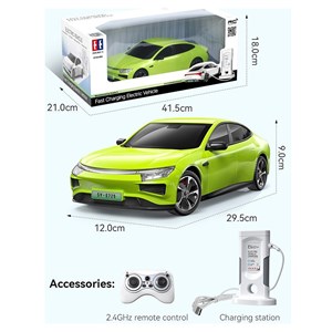 ماشین کنترلی E7 موزیکال و چراغدار با ایستگاه شارژ کد 003-725 رنگ سبز_اسباب بازی ماشین کنترلی