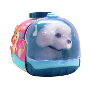 سگ خانگی به همراه قفس و وسایل آرایشی رنگ سفید کد 1059_عروسک رباتیک