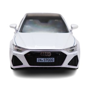 ماشین فلزی آئودی موزیکال با چراغ، کمک‌ فنر و درب‌ های بازشو رنگ سفید_اسباب بازی ماشین