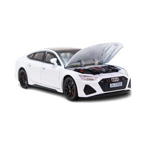 ماشین فلزی آئودی موزیکال با چراغ، کمک‌ فنر و درب‌ های بازشو رنگ سفید_اسباب بازی ماشین