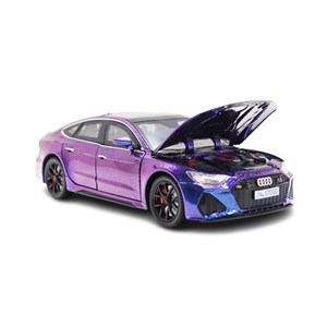 ماشین فلزی آئودی موزیکال با چراغ، کمک‌ فنر و درب‌ های بازشو رنگ بنفش_اسباب بازی ماشین