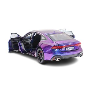 ماشین فلزی آئودی موزیکال با چراغ، کمک‌ فنر و درب‌ های بازشو رنگ بنفش_اسباب بازی ماشین