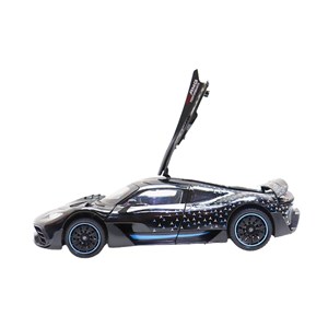 ماشین فلزی بنز موزیکال با چراغ، کمک‌ فنر و درب‌ های بازشو رنگ مشکی_اسباب بازی ماشین